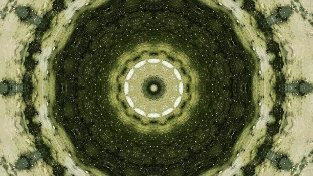 Hypnotic caleidoscope abstract pattern motion background - dark green pattern
