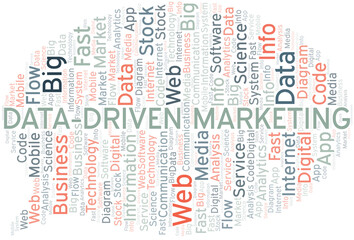 Obraz premium Data-Driven Marketing vector word cloud, made with text only.