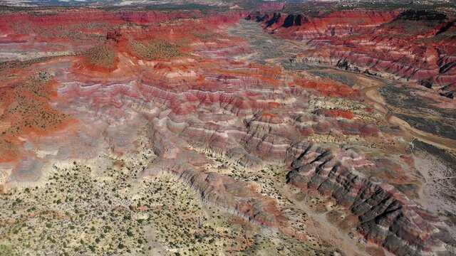 Aerial view of rock formations in Paria, Utah, United States.