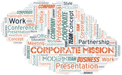 Corporate Mission vector word cloud, made with text only.
