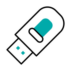 usb drive icon, half line half color style