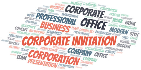 Corporate Invitation vector word cloud, made with text only.