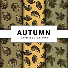 Hand drawn autumn pattern theme collection. Premium Vector