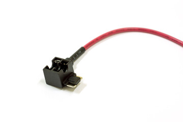 Close up of Fuse tap micro on white background, Isolated, Car maintenance service.