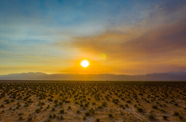 sunset in the desert of Mojave California