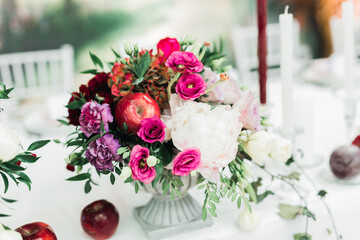 Decorations for the wedding ceremony. Beautiful flowers