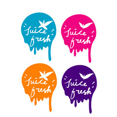 hand drawn doodle juice fresh label fruit icon colorful vector