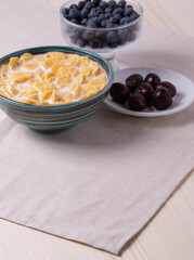 golden crispy corn flakes as breakfast concept