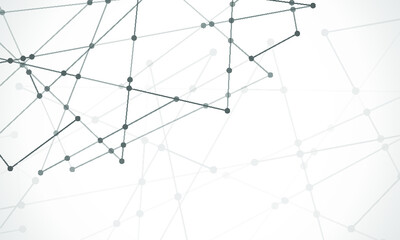 Abstract technology Network nodes, digital connection background with polygonal shapes on white Vector. science technology, data structure, connected points, web.	