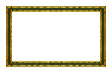 Panoramic wooden frame for paintings, mirrors or photo isolated on white background