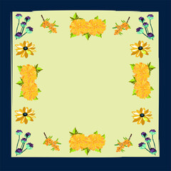 Backgraund with yellow asters and sea backthorns