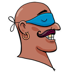 profile of a man with a moustache who is a star in a circus