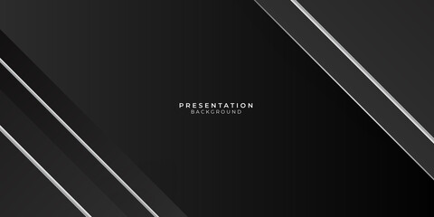 Black abstract presentation background with white lines triangles