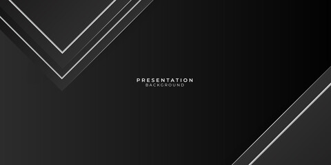 Black abstract presentation background with white lines triangles
