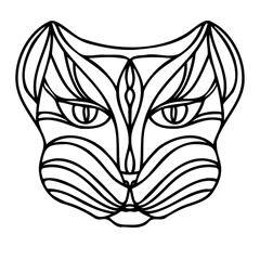 Isolated black and white vector illustration design of a lined abstract cat