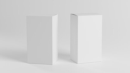 Blank cardboard package boxes mockup. Medicament realistic white square cosmetic, medical or...