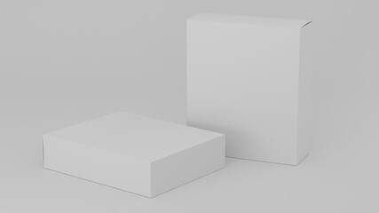 Blank cardboard package boxes mockup. Medicament realistic white square cosmetic, medical or product box packaging , layout of boxes different positions for design or branding, 3d render