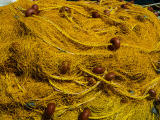 Yellow fishing nets Abstract