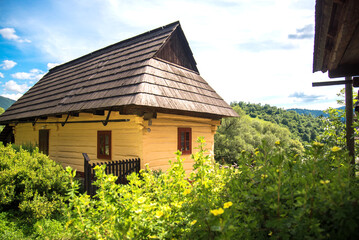 Traditional village in Slovakia - Vlkolinec. Cultural heritage. UNESCO