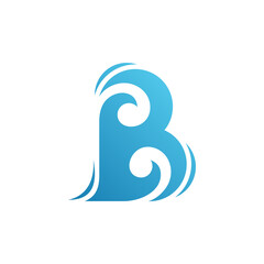 Wave letter B logo. Logo design of blue water combination with initial letter B. Simple flat logo template