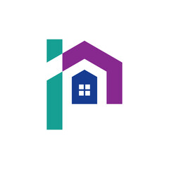 House letter P logo. Logo design of real estate combination with initial letter P. Simple flat real estate/property logo template