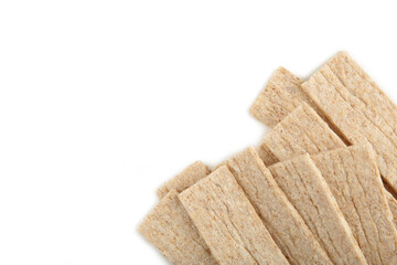 A slices of wheat crispbread isolated on white background.