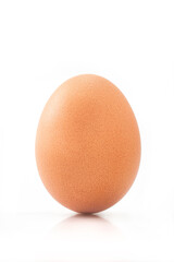 Brown chicken egg isolated on white background.
