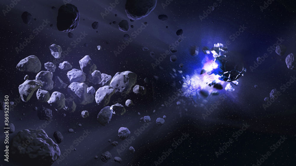 Wall mural meteorites. deep space image, science fiction fantasy. elements of this image furnished by nasa