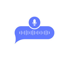 Voice messages bubble icon with sound wave and microphone. Voice messaging correspondence. Modern flat style vector illustration