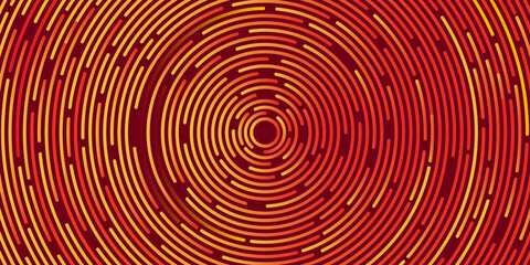 Red abstract presentation background with red yellow circle spiral lines. Abstract background with red circles