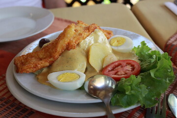 Papa a la huancaína , comida típica arequipeña, perú