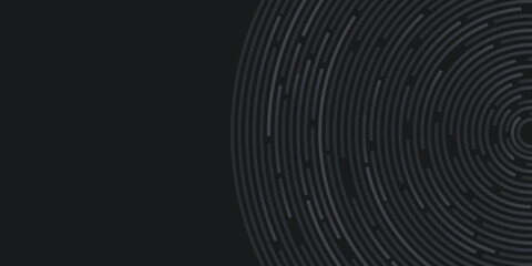 Black vector abstract background with circle round lines