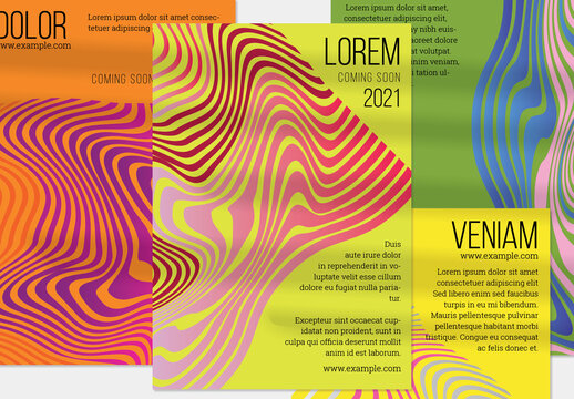 Flyer Layout with Orange Yellow Green Marble Flat Abstract Elements