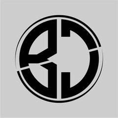 BJ initials black circle against a gray background