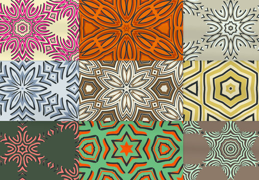Pattern Mandala Seamless Collection with Motifs
