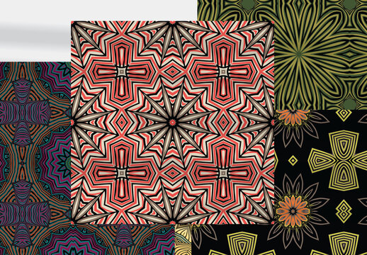 Pattern Mandala Square Seamless Collection with Motifs