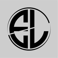 EL initials black circle against a gray background