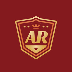Monogram A & R initial letters - concept logo template design. Crest heraldic luxury emblem. Vector illustration. 