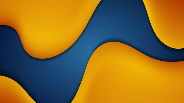 High contrast blue and orange glossy liquid waves motion background