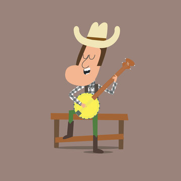cowboy playing the banjo and singing country songs 