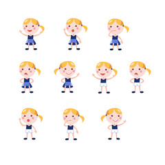 Kids emotions set 1 cartoon vector