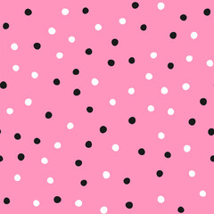 Seamless pattern with scattered small dots. Simple girly print. Vector illustration.