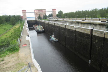 Russia, Rybinsk town, gateway from Volga River to Rybinsk waterstore, august 2020 (25)