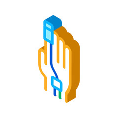 heart rate measurement tool on patient finger icon vector. isometric heart rate measurement tool on patient finger sign. color isolated symbol illustration