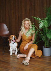 young girl with a dog