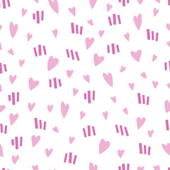 Hearts and lines. Vector seamless pattern.