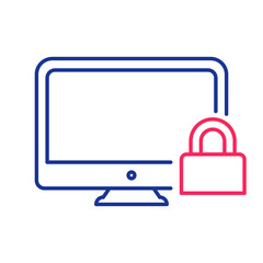 Computer lock icon, locked screen, password symbol, protected ic