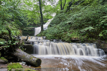 Scalber Force, a spectacular waterfall in the Yorkshire Dales, near the town of Settle, caught in slow motion