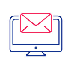 Mail, email icon. Unread mail sign. Computer monitor