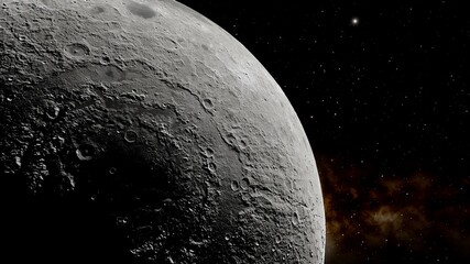 realistic moon in space, craters of the moon, moon, moon with copy-space 3d render © Aleksandr